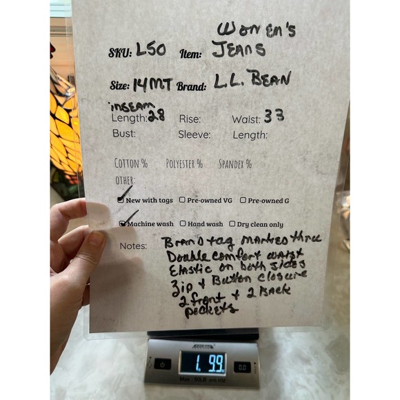 NWT L.L. Bean Double Comfort Waist Dark Wash Jeans - Picture 7 of 7